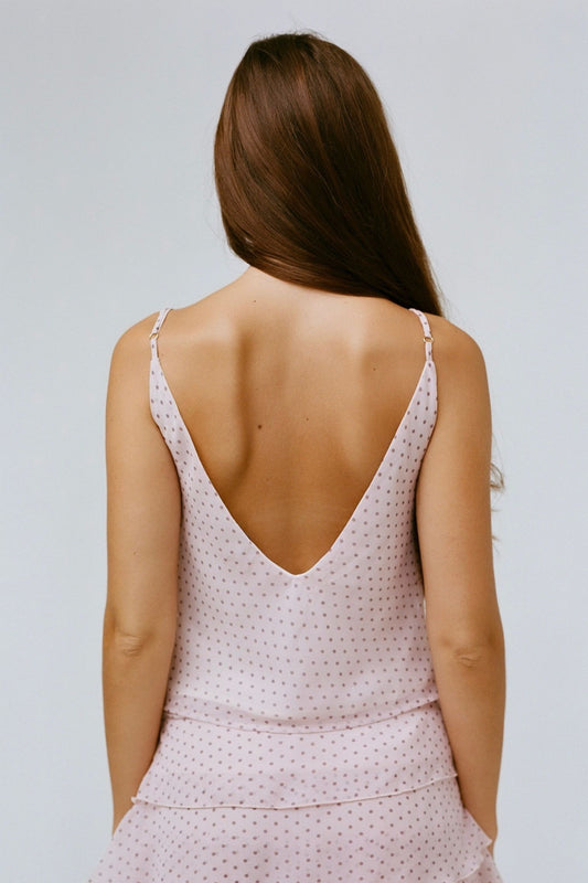 THE SILA SLIP TOP IN POLKA-DOT