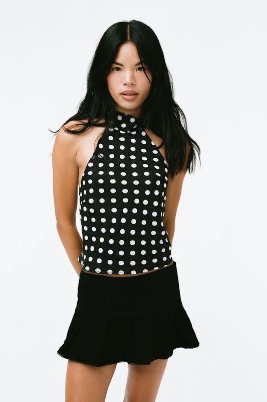 THE PIPER TOP IN BLACK & WHITE DOT