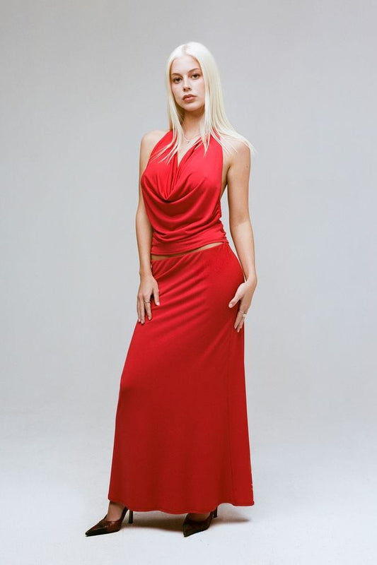 JESSIE SLIP SKIRT IN RED