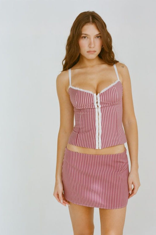 THE CAROLINE CORSET IN PINK STRIPE