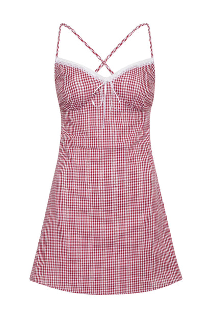 the foster dress in red gingham