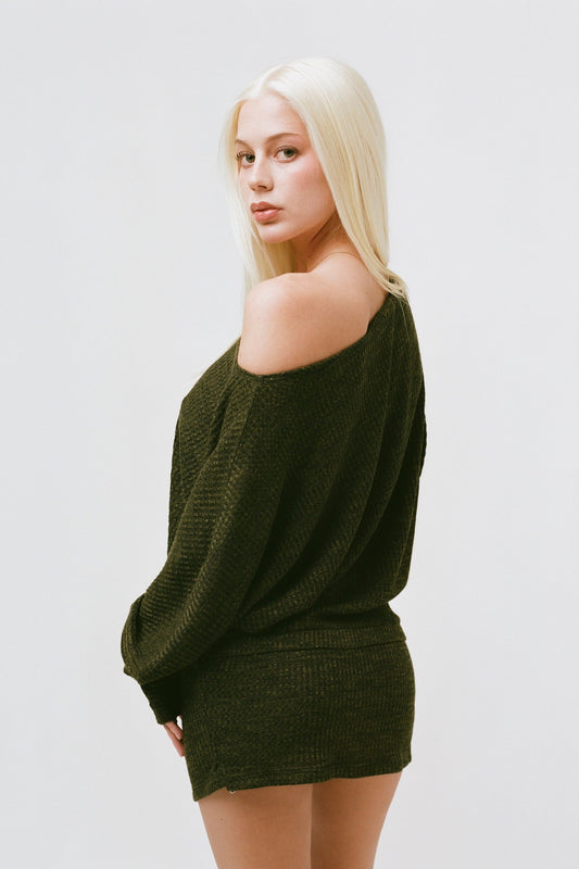 THE IZZY SWEATER DRESS IN OLIVE