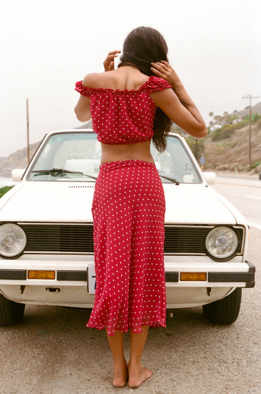 THE ROXY SKIRT IN RED POLKA DOT