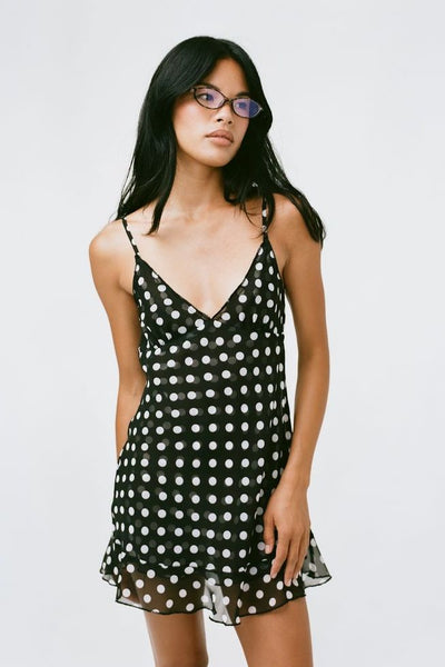 THE BUTTERFLY DRESS IN Black & White DOT XS THE BUTTERFLY DRESS IN Black & White DOT XS