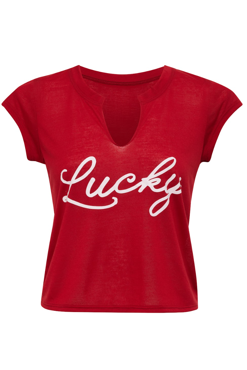 lucky tee in red