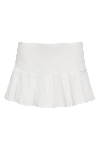 The Grace Pleated Mini Skirt in Ivory