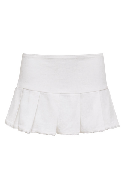 The Grace Pleated Mini Skirt in Ivory