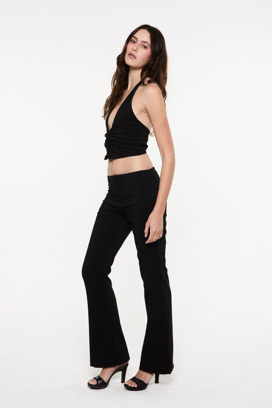 THE PARIS PANT IN BLACK PINSTRIPE