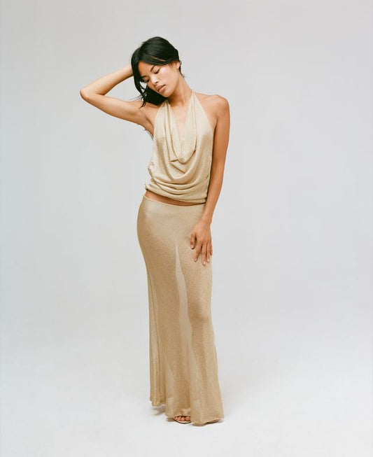 THE JESSIE SLIP SKIRT IN GOLD