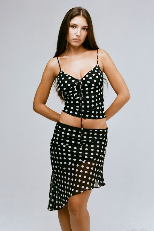 THE JOSEPHINE TOP IN BLACK & WHITE DOT