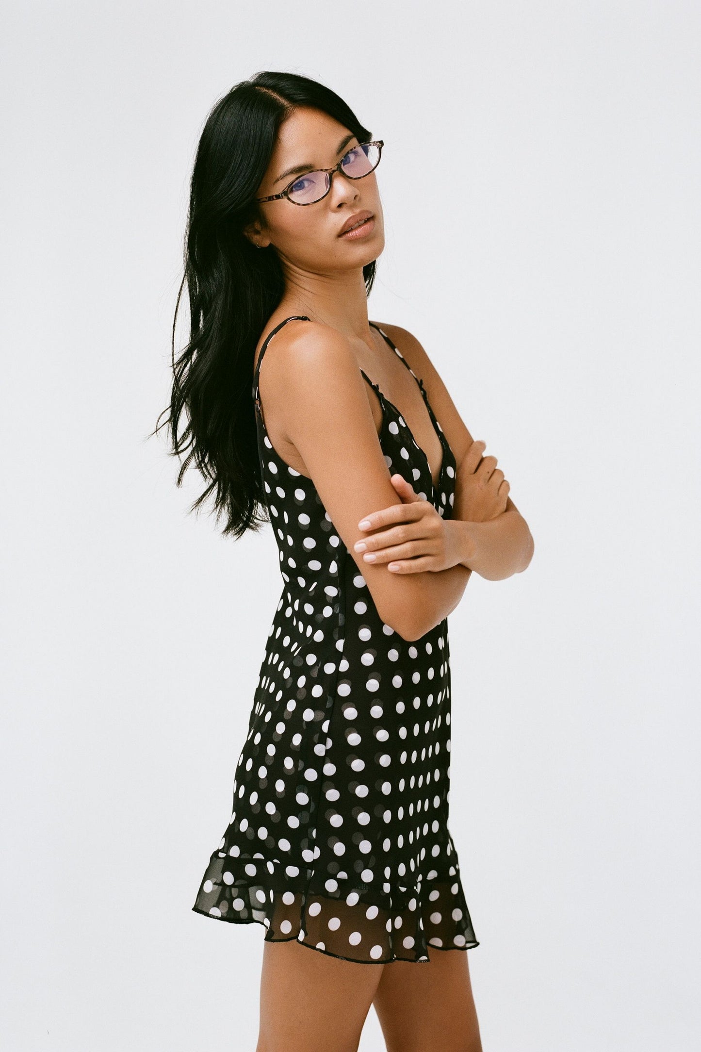 THE BUTTERFLY DRESS IN BLACK & WHITE DOT